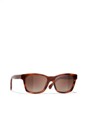 Pre-owned Chanel Womens Brown Ch5484 Square-frame Acetate Sunglasses