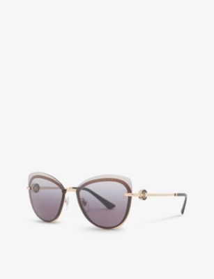 Shop Bvlgari Bv6182b Butterfly-frame Metal Sunglasses In Gold