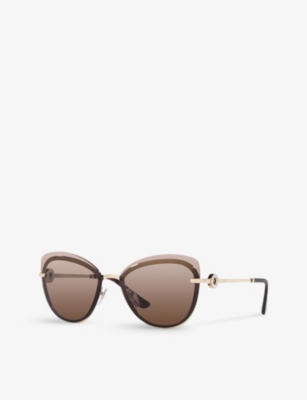 Shop Bvlgari Bv6182b Butterfly-frame Metal Sunglasses In Gold