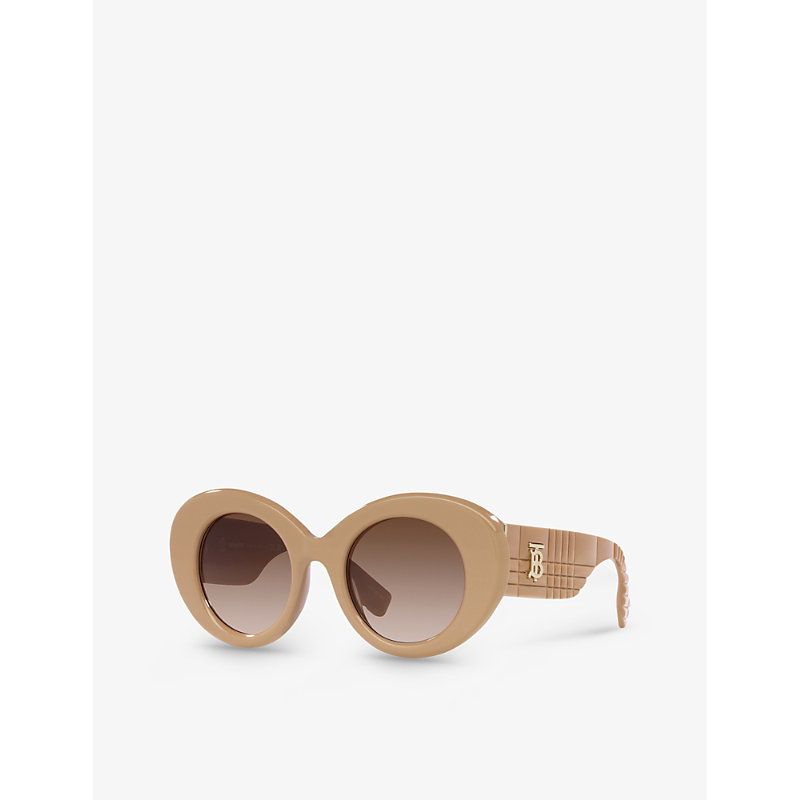 Shop Burberry Womens Brown Be4370u Margot Round-frame Acetate Sunglasses