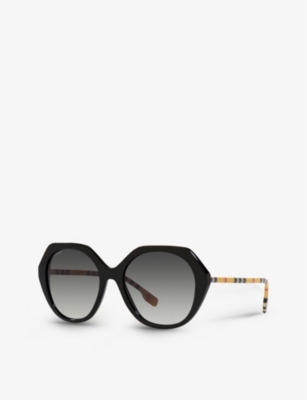 Shop Burberry Women's Black Be4375 Vanessa Irregular-frame Acetate Sunglasses