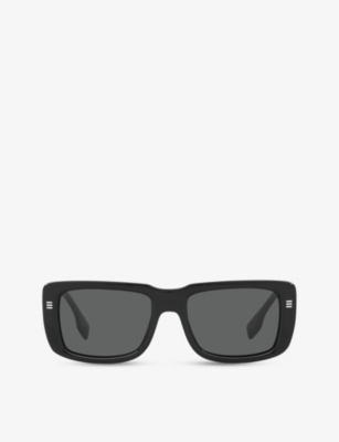 Shop Burberry Women's Black Be4376u Jarvis Rectangle-frame Acetate Sunglasses