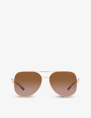 Shop Michael Kors Women's Pink Mk1121 Chianti Aviator-frame Metal Sunglasses