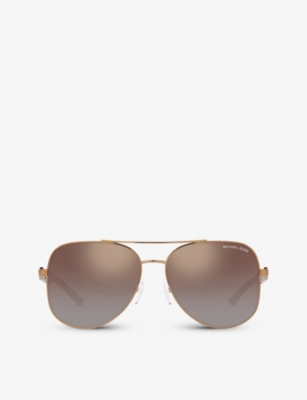 Shop Michael Kors Women's Gold Mk1121 Chianti Aviator-frame Metal Sunglasses