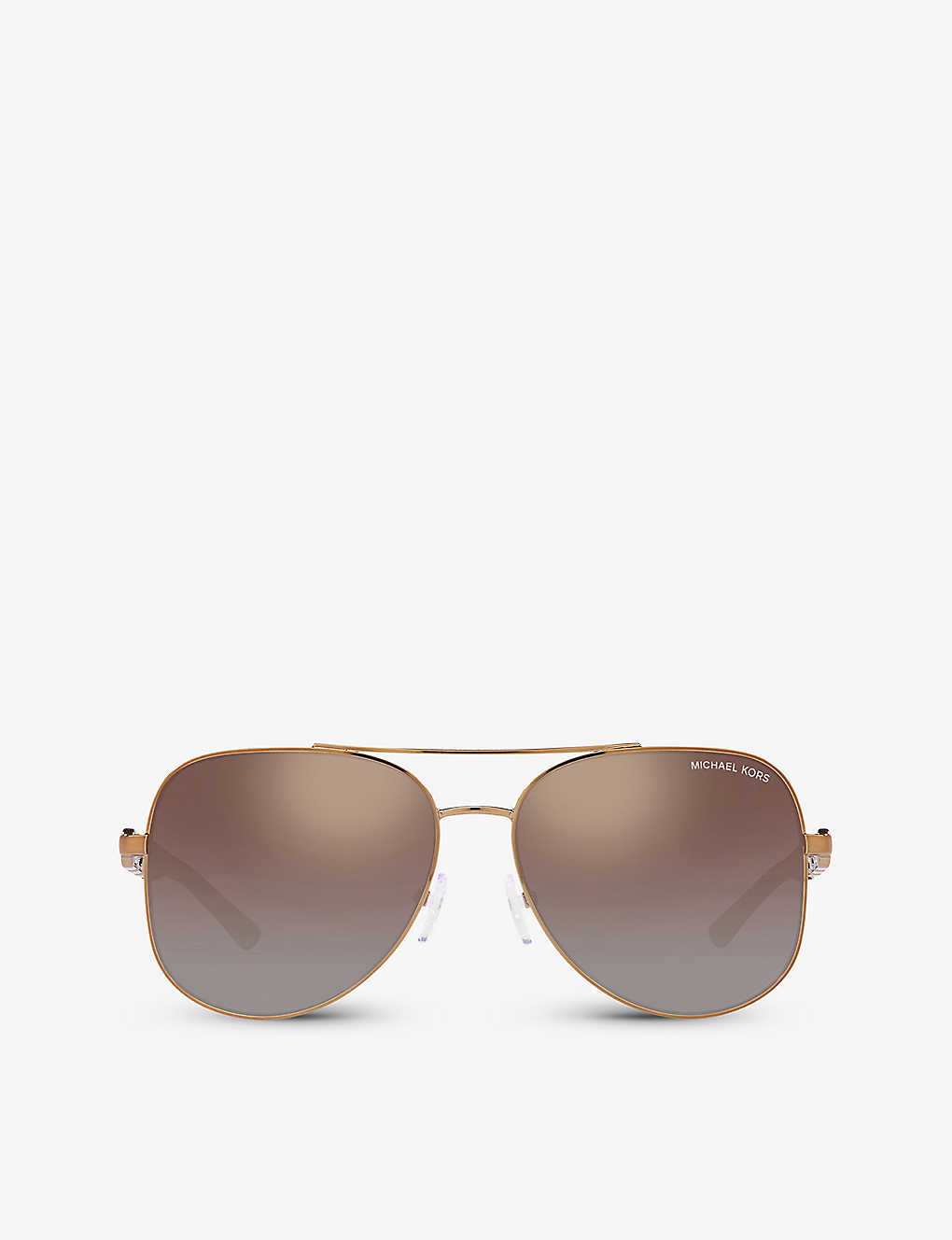 Shop Michael Kors Women's Gold Mk1121 Chianti Aviator-frame Metal Sunglasses