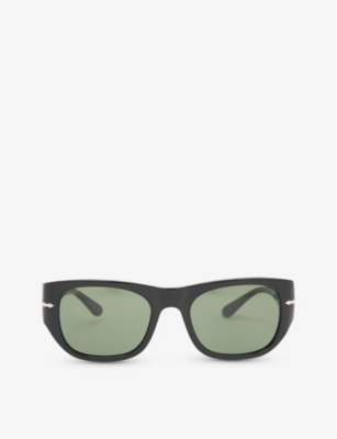 Persol Womens Black Po3308s Rectangular-frame Brand-plaque Acetate Sunglasses