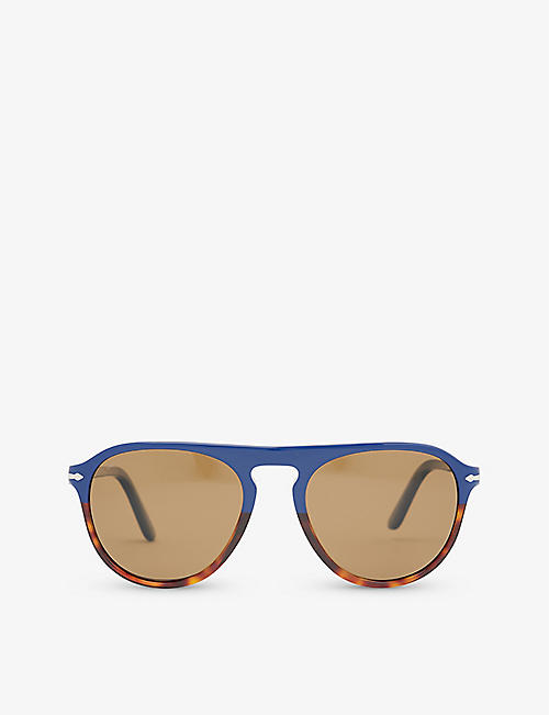 PERSOL: PO3302S pilot-frame brand-plaque acetate sunglasses