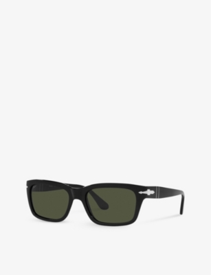 Shop Persol Womens Black Po3301s Rectangle-frame Acetate Sunglasses
