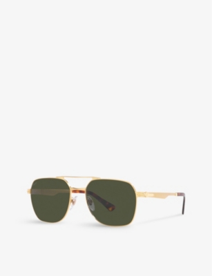 Shop Persol Womens Gold Po1004s Square-frame Steel Sunglasses