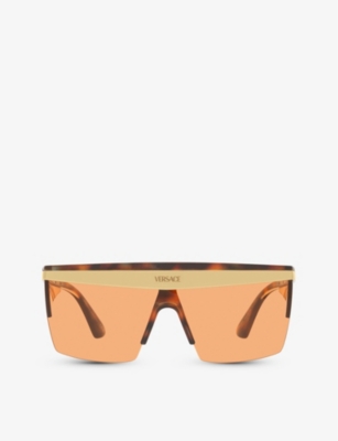 Gold logomania visor outlet sunglasses