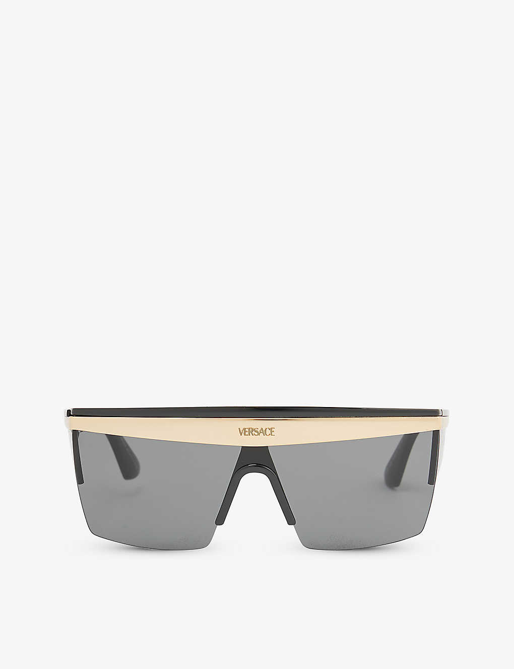 Versace Womens Black Ve2254 Shield-frame Metal Sunglasses