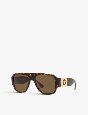 Shop Versace Women's Brown Ve4436u Pillow-frame Tortoiseshell Acetate Sunglasses