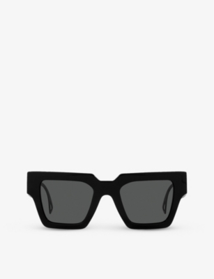 Versace Womens Black Ve4431 Logo Cut-out Acetate Sunglasses