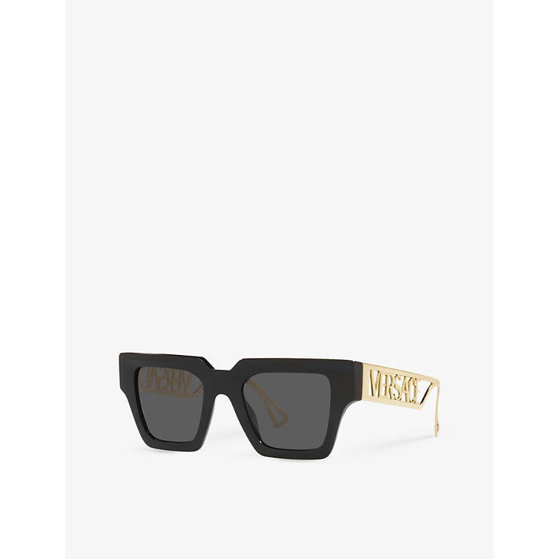 Shop Versace Women's Black Ve4431 Logo Cut-out Acetate Sunglasses