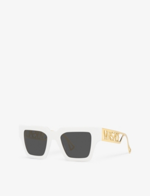 Shop Versace Women's White Ve4431 Logo Cut-out Acetate Sunglasses