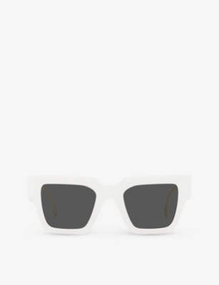 Versace Womens White Ve4431 Logo Cut-out Acetate Sunglasses