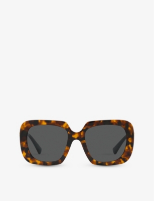 Versace Womens Brown Ve4434 Logo-embellished Square-frame Tortoiseshell Acetate Sunglasses
