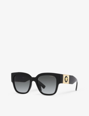 Shop Versace Women's Black Ve4437u Pillow-frame Acetate Sunglasses