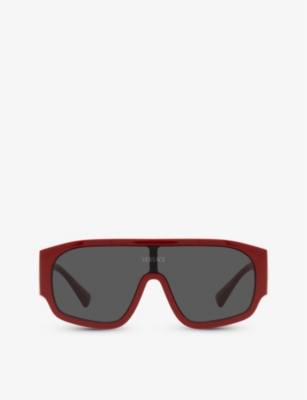 Shop Versace Women's Red Ve4439 Pillow-frame Logo-embellished Nylon Sunglasses