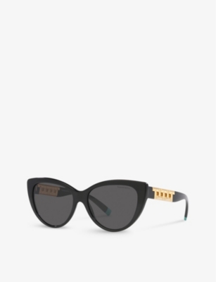 Shop Tiffany & Co Tf4196 Cat-eye Acetate Sunglasses In Black