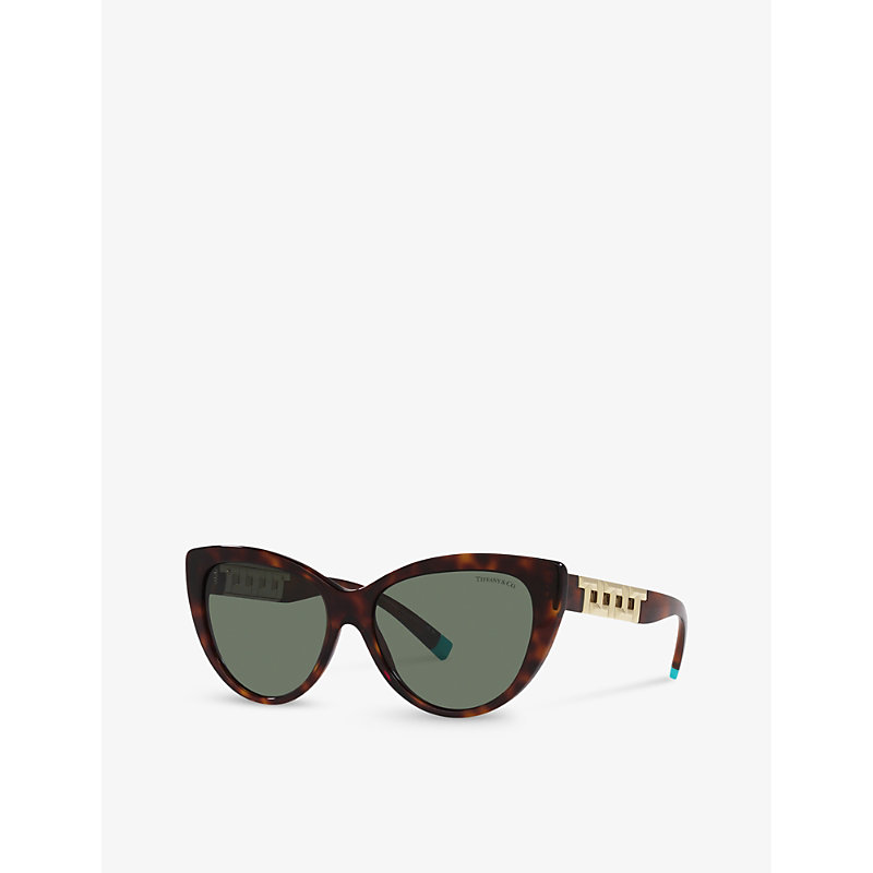 Shop Tiffany & Co Tf4196 Cat-eye Acetate Sunglasses In Brown