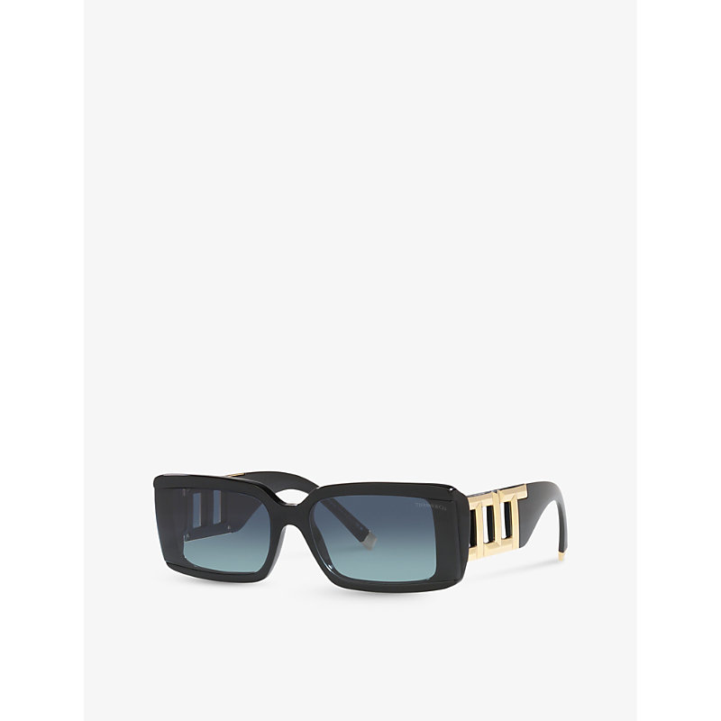 Shop Tiffany & Co Tf4197 Rectangle-frame Acetate Sunglasses In Black