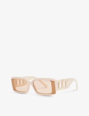 Tiffany & Co Tf4197 Rectangle-frame Cut-out Acetate Sunglasses In Brown