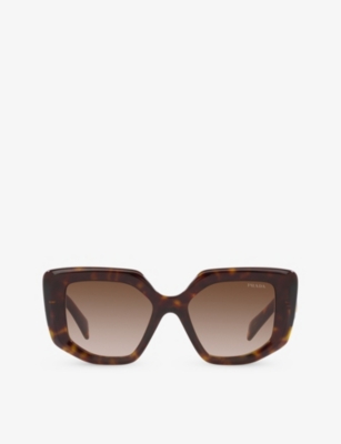 PRADA: PR 14ZS irregular-frame tortoiseshell acetate sunglasses