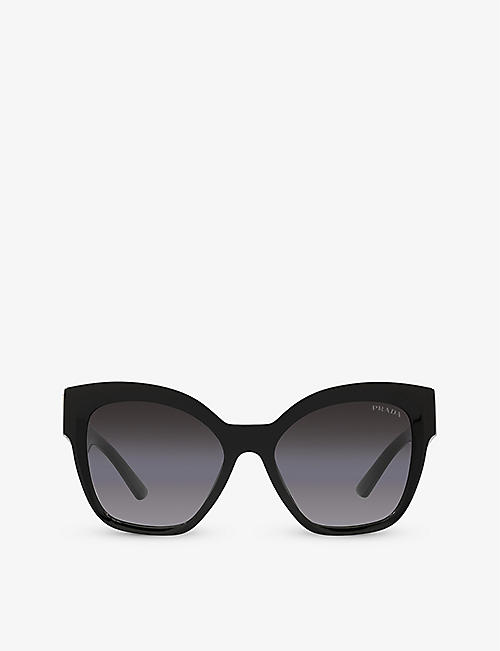 PRADA: PR 17ZS square-frame logo-embellished acetate sunglasses