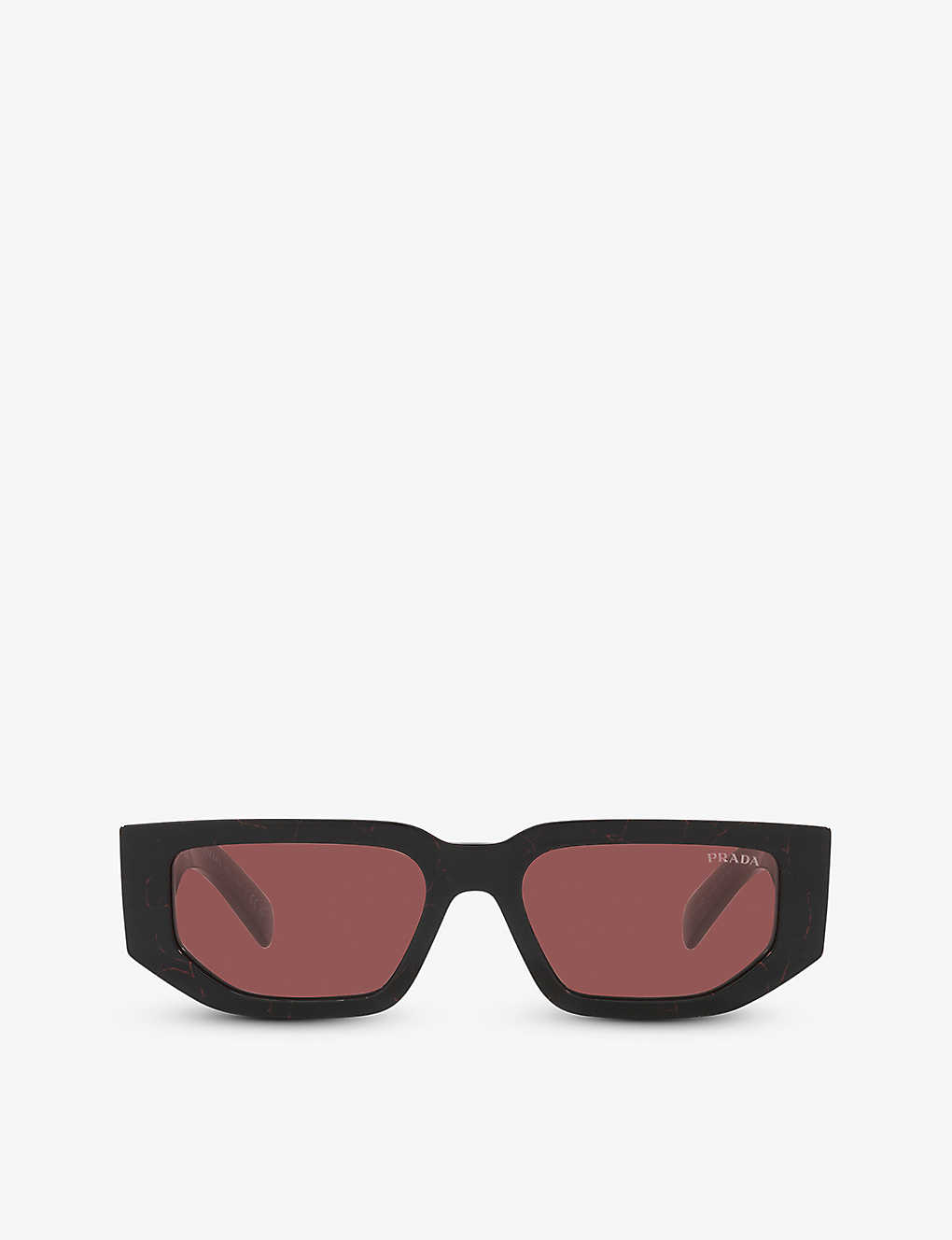 Prada Womens Red Pr 09zs Rectangle-frame Acetate Sunglasses