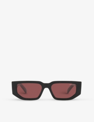 Prada Womens Black Pr 09zs Rectangle-frame Acetate Sunglasses