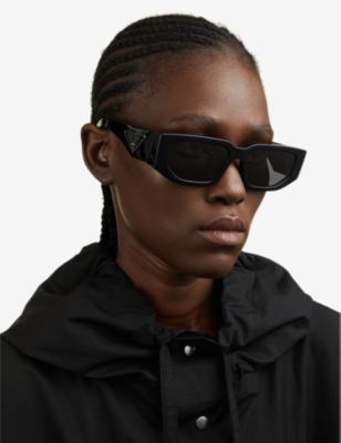 PRADA WOMENS BLACK PR 09ZS RECTANGLE-FRAME ACETATE SUNGLASSES 62752917