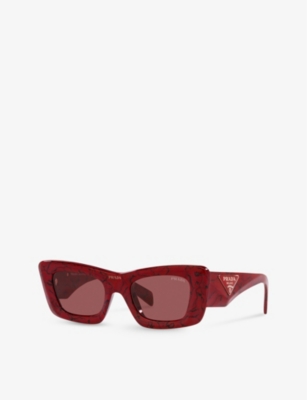 Shop Prada Women's Red Pr 13zs Cat-eye Acetate Sunglasses