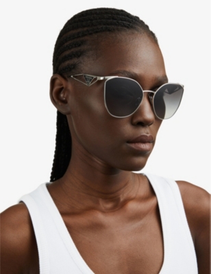 Prada Womens Silver Pr 57ys Aviator Steel And Polyamide Sunglasses In Silver
