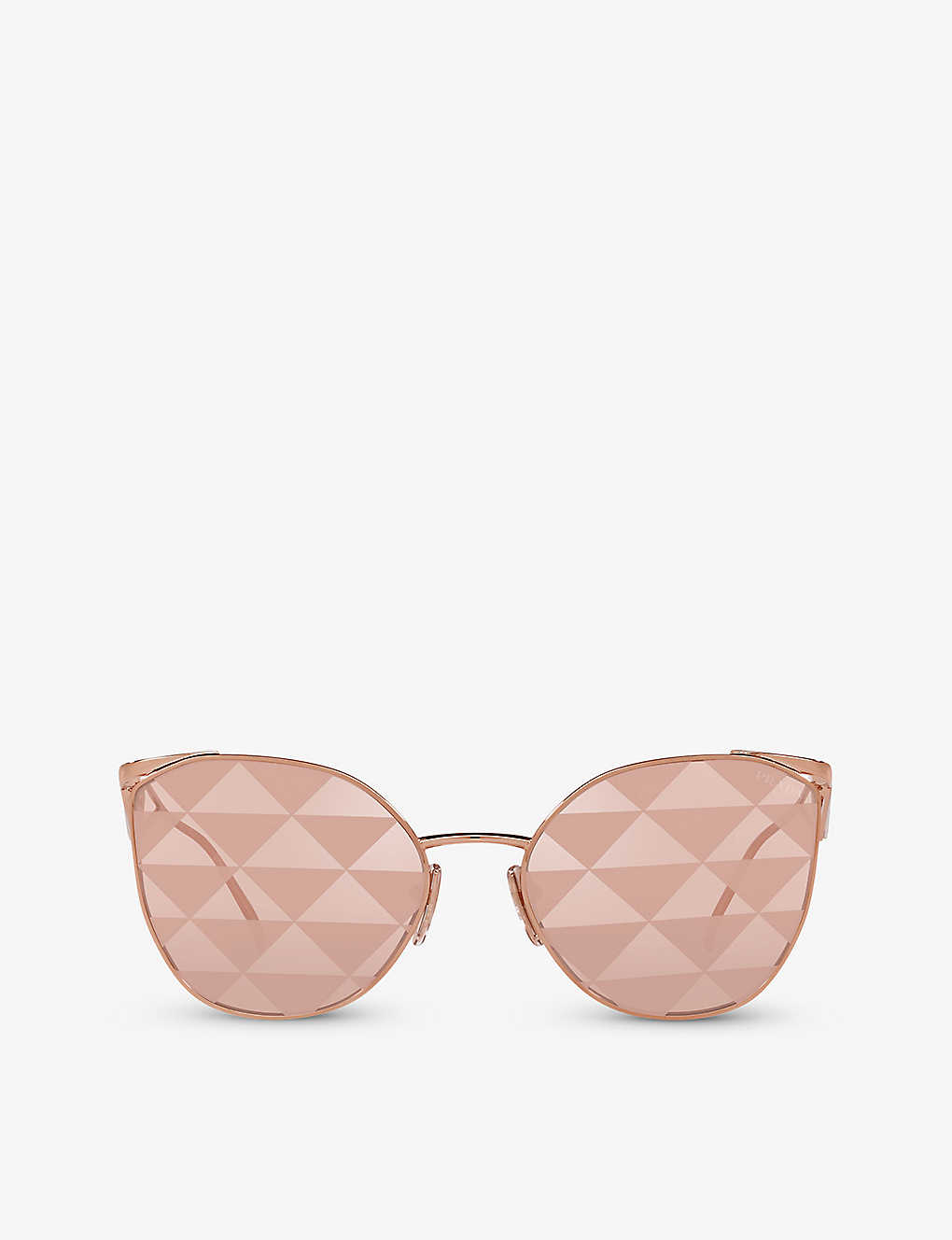 Prada Logo-decal Lense Sunglasses In Gold / Pink / Silver