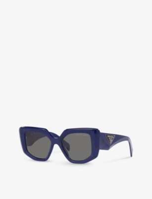Shop Prada Women's Blue Pr 14zs Irregular-frame Acetate Sunglasses