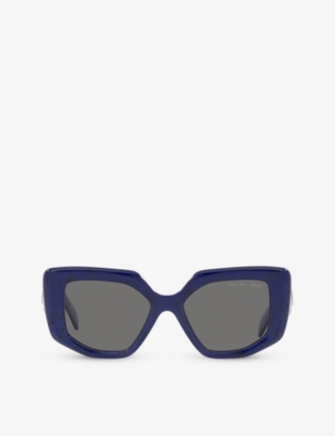 Prada Womens Blue Pr 14zs Irregular-frame Acetate Sunglasses