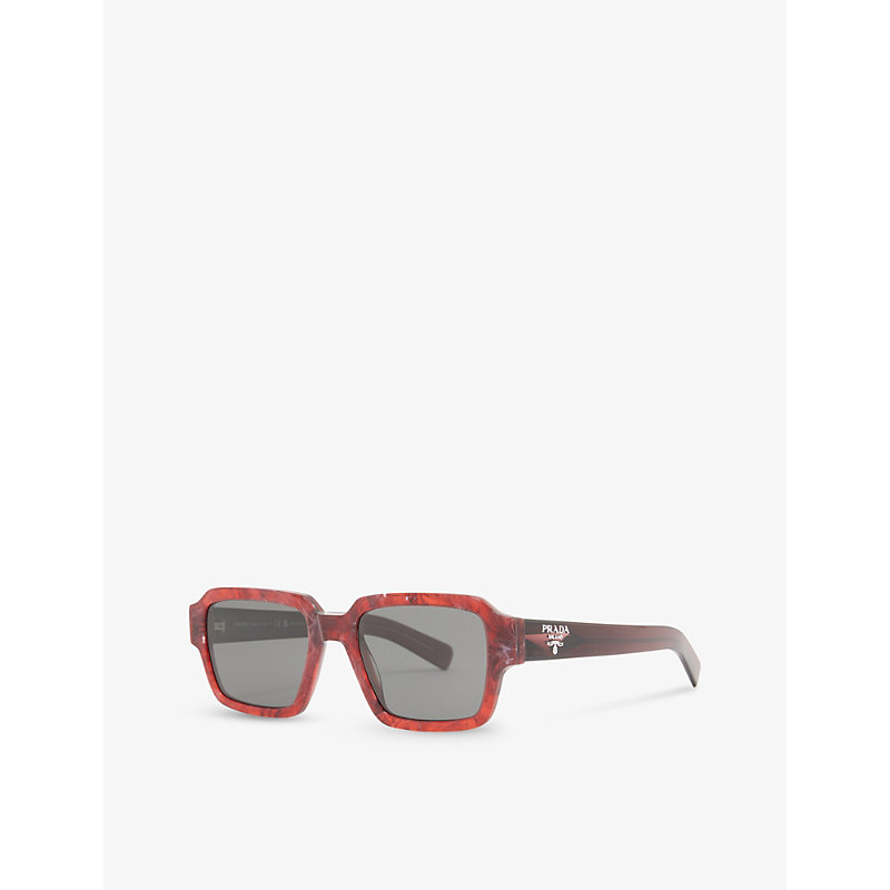 Shop Prada Women's Red Pr 02zs Square-frame Acetate Sunglasses