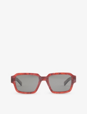 Prada Womens Red Pr 02zs Square-frame Acetate Sunglasses