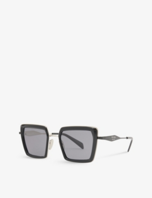 Shop Prada Women's Black Pr 55zs Pillow-frame Steel Sunglasses