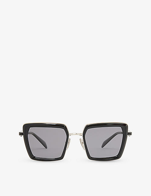 PRADA: PR 55ZS pillow-frame steel sunglasses