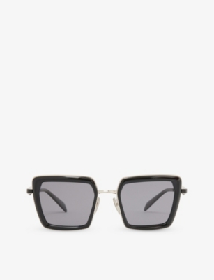 Prada Womens Black Pr 55zs Pillow-frame Steel Sunglasses