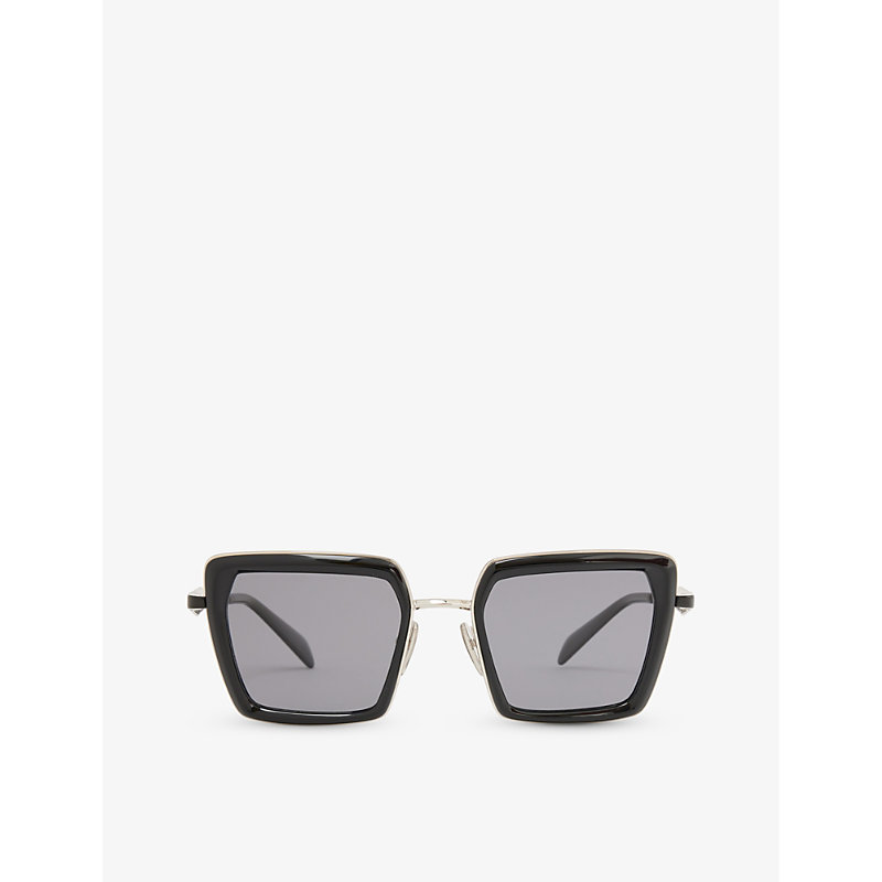 Prada Womens Black Pr 55zs Pillow-frame Steel Sunglasses