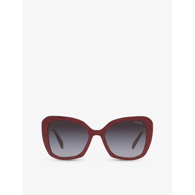 Prada Womens Red 0pr 03ys Butterfly-frame Acetate Sunglasses