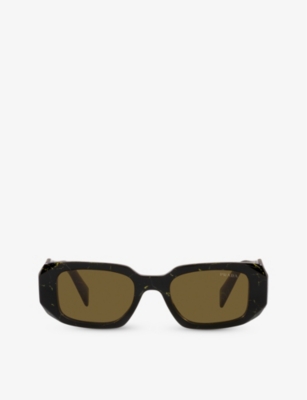 Prada Womens Black Pr 17ws Rectangle-frame Acetate Sunglasses