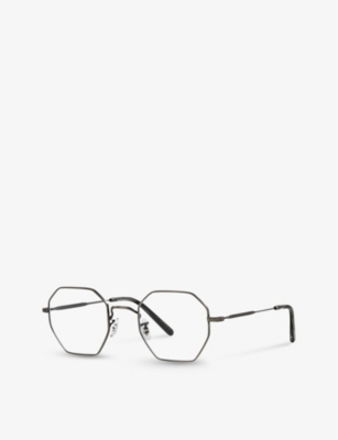 Shop Oliver Peoples Womens Grey Ov1312 Holender Geometric-frame Metal Optical Glasses