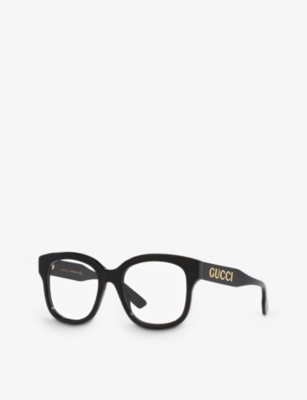 Shop Gucci Women's Black Gg0018o Acetate Rectangle Glasses