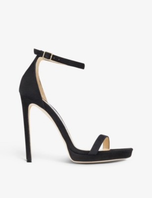 Jimmy Choo Alva 120 Suede Sandals In Black