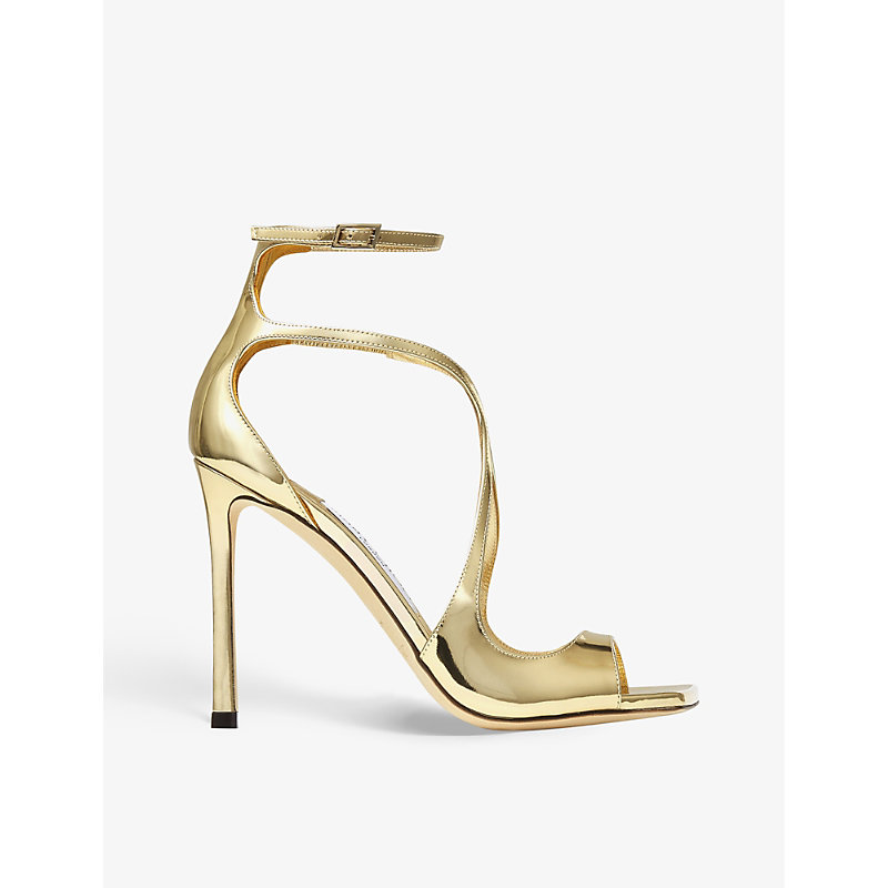 Jimmy Choo Azia 110 Ankle Buckled Sandals In Gold