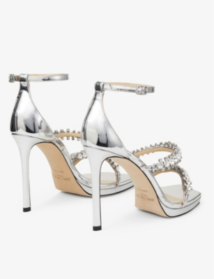 JIMMY CHOO Bing 105 crystal-embellished leather heeled sandals